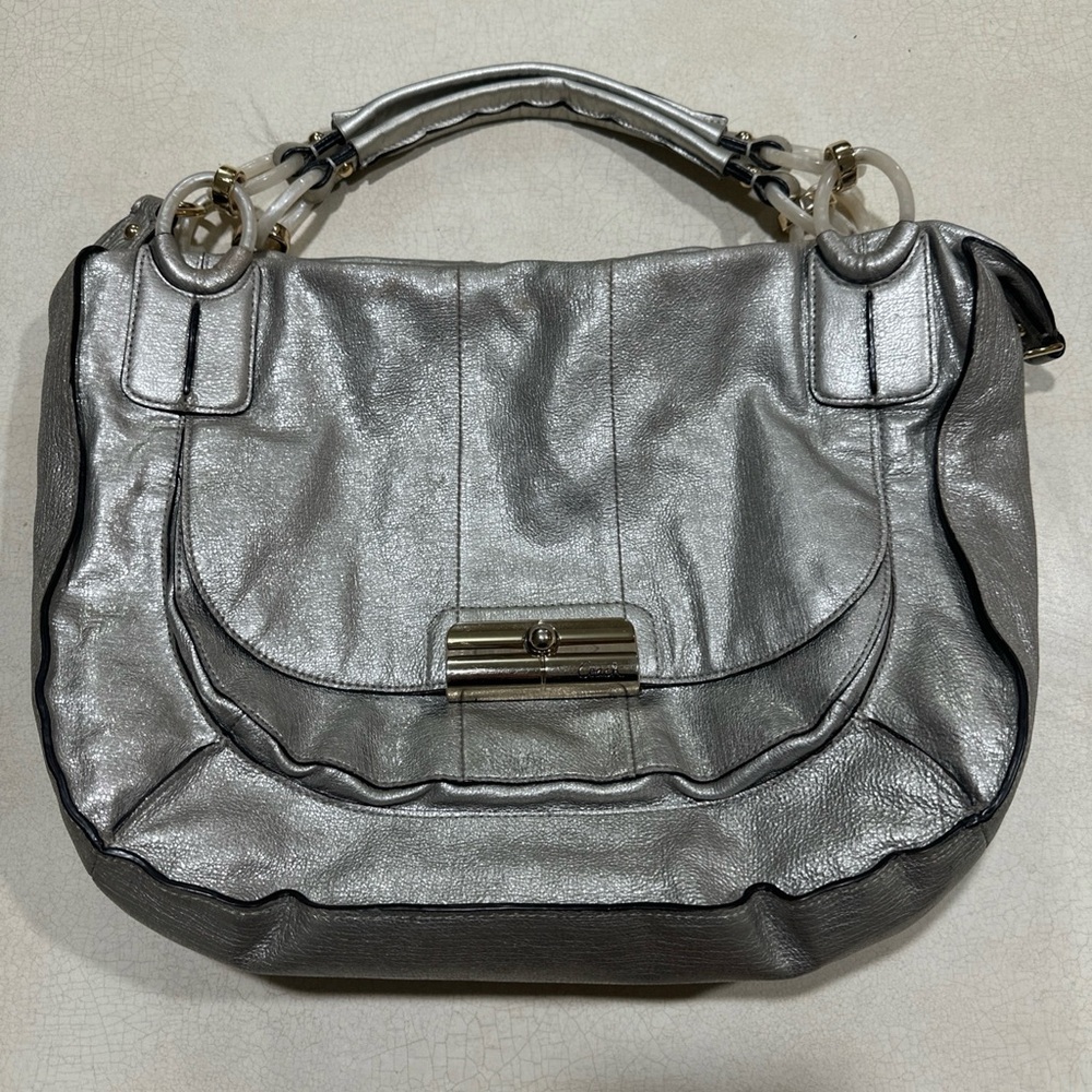 Vintage Coach Handbag/Crossbody Silver Kristen Sage Limited Edition Platinum XL